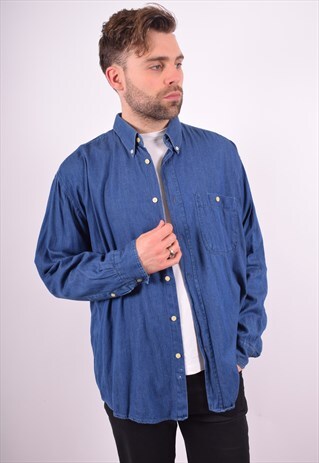 MENS VINTAGE DENIM SHIRT XL BLUE 90'S