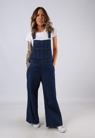DENIM DUNGAREES WIDE FLARED LEG UK 12 (BJCH)