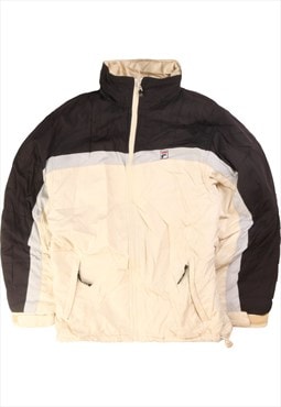 Vintage 90's Fila Puffer Jacket Heavyweight Zip Up Beige