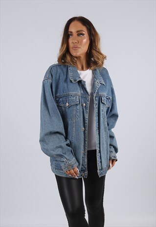 VINTAGE DENIM JACKET OVERSIZED FITTED UK 20 - 22 3XL (CJ3E)