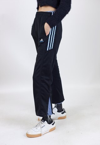 VINTAGE 90S ADIDAS BLACK TRACKSUIT BOTTOMS
