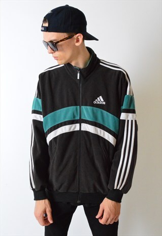 VINTAGE 90S COLOUR BLOCK ADIDAS VELVETY BOMBER JACKET