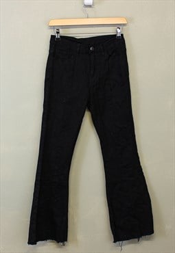 Vintage Y2K Flare Jeans Black Bootleg With Fray Hem 