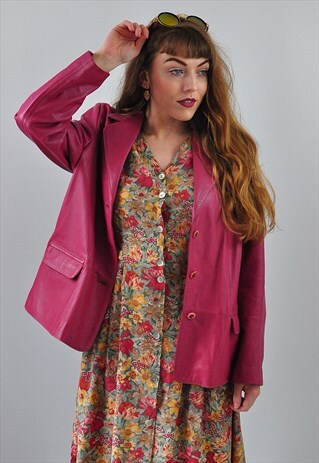VINTAGE LEATHER JACKET IN PINK 1990S