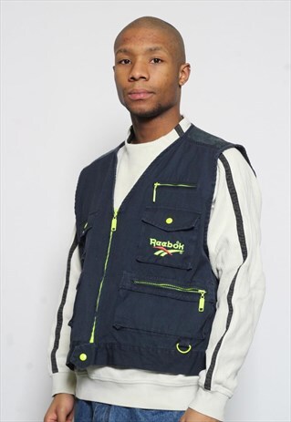 VINTAGE REEBOK TECHNICAL GILET BLUE