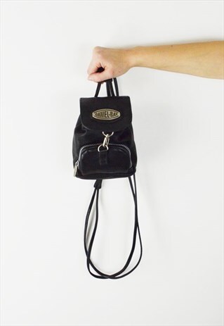 BLACK FAUX LEATHER BACKPACK BAG