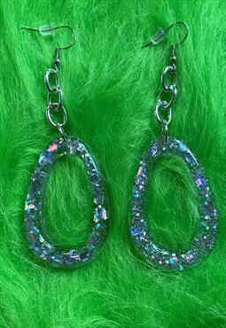 Oval Glitter Earrings