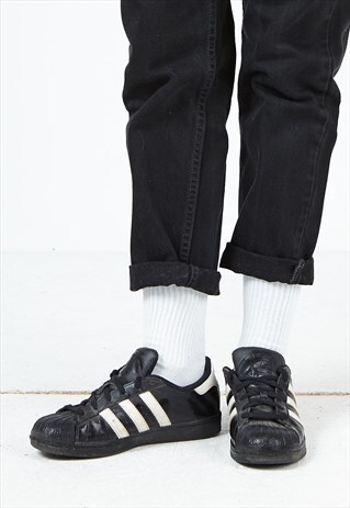 VINTAGE BLACK ADIDAS LEATHER TRAINERS