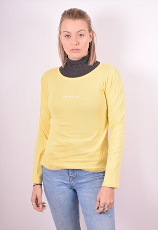 FILA WOMENS VINTAGE TOP LONG SLEEVE XS YELLOW 90S
