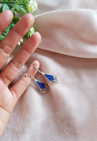 VINTAGE STERLING SILVER ENAMEL DECO EARRINGS