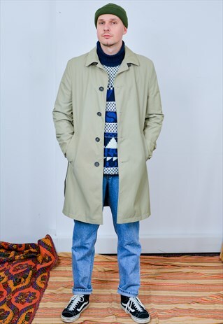 LAVARD COAT MEN CREAM TRENCH BEIGE LINED SPRING BELTED L