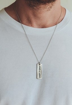 God bless you necklace for men silver Hebrew pendant chain