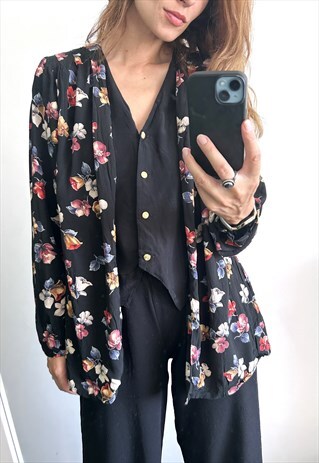 LONG LOOSE GRUNGE FLORAL 90S BLOUSE