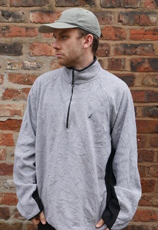 VINTAGE NAUTICA 1/4 ZIP SWEATSHIRT IN GREY WITH LOGO