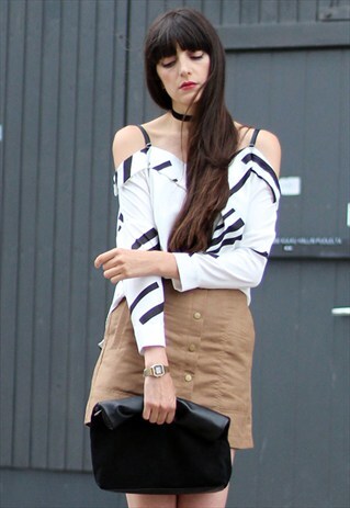 PRINTED COLD SHOULDER TOP