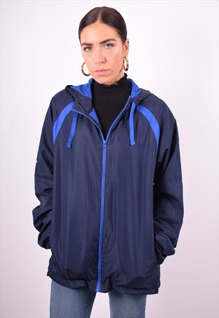 STARTER WOMENS VINTAGE HOODIE JACKET XL NAVY BLUE 90'S