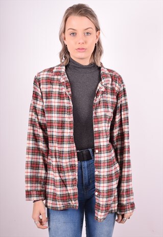 L.L.BEAN WOMENS VINTAGE SHIRT MEDIUM RED CHECK 90S