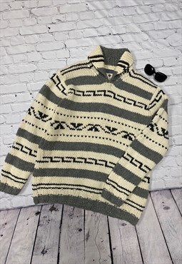 Thick Knitted Patterned Jumper Size XXL