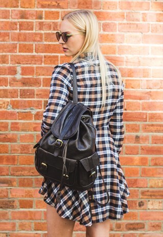 PREMIUM LEATHER SAFARI RUCKSACK (LARGE: BLACK)