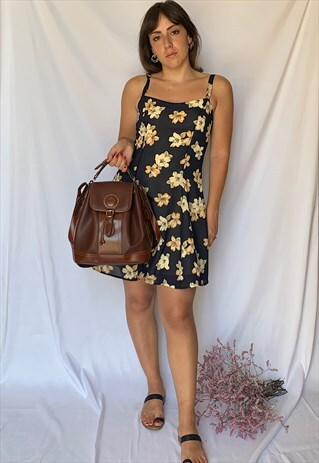 VINTAGE 90S BROWN FAUX LEATHER SHOULDER BAG