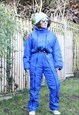 VINTAGE 1990S DOUBLE ZIP UP SKISUIT IN BRIGHT BLUE