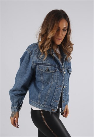 VINTAGE DENIM JACKET OVERSIZED FITTED UK 12 MEDIUM (RBE)
