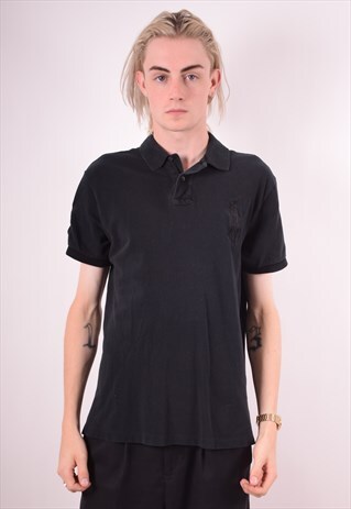 POLO RALPH LAUREN MENS VINTAGE POLO SHIRT LARGE BLACK 90S