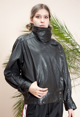 AMAZING OVERSIZED LEATHER BOMBER JACKET