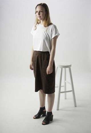 SNAKESKIN PENCIL SKIRT / HIGH WAISTED BROWN SKIRT