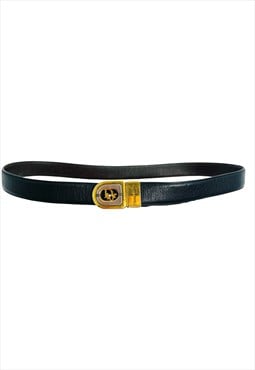 Christian Dior Belt Brown Leather Small 37" Gold Silver Logo