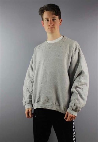 VINTAGE STARTER SWEATSHIRT IN GREY WITH EMBROIDERED LOGO.