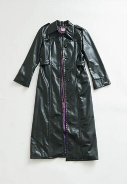 Vintage Miss Sixty Maxi Faux Leather Trench Coat Women S/M