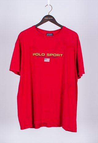 VINTAGE 90S RED T-SHIRT POLO SPORT RALPH LAUREN