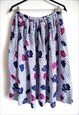 VINTAGE FLORAL SUMMER SKIRT, MIDI, COLORFUL, HIGH WAIST