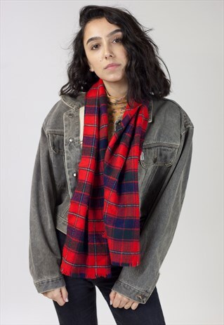 VINTAGE RED TARTAN SCARF
