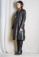 VINTAGE 70S DARK BROWN BELTED LEATHER TRENCH COAT