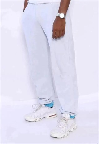 VINTAGE PUMA JERSEY TRACKSUIT BOTTOMS BLUE GREY