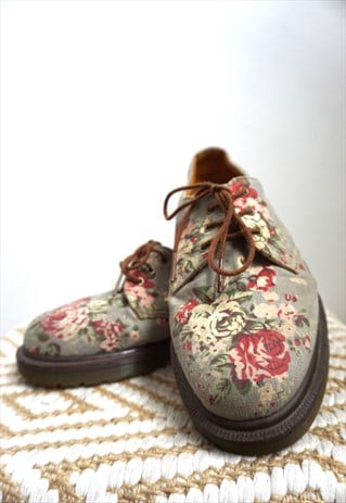 Vintage Dr Martens Shoes, floral, flowers, fall, loafers