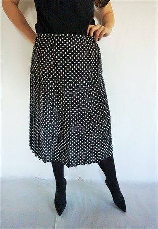 VINTAGE HIGH WAIST SUMMER SKIRT SKIRTS MIDI POLKA DOTS 90S