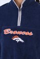 VINTAGE NFL DENVER BRONCOS NAVY ZIP NECK FLEECE SWEATSHIRT 