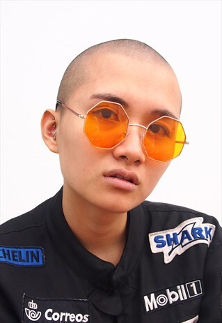 ORANGE LENS OCTAGON FRAME SUNGLASSES