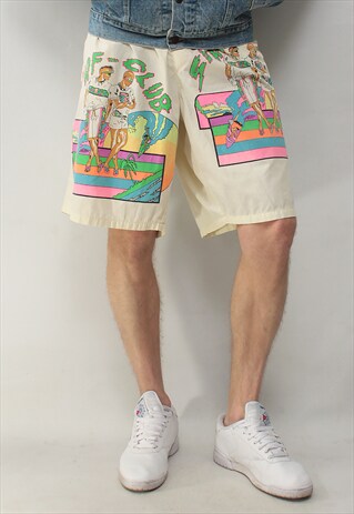 VINTAGE 80' AMAZING COOL OLDSCHOOL NEON COLORFULL SHORT