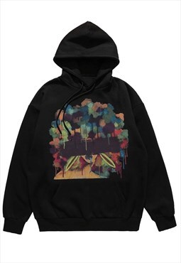 Girl print hoodie abstract graffiti pullover rainbow jumper