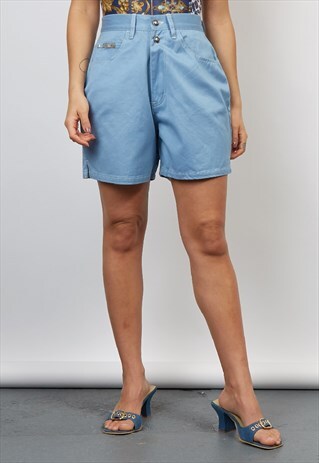 VINTAGE 90'S DESIGNER CONTRAST STITCH BLUE SHORTS