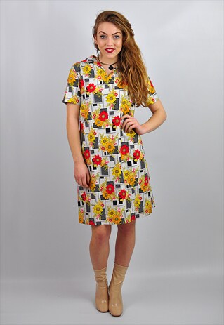 VINTAGE 70S FLORAL SHIRT DRESS