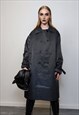 UTILITY TRENCH COAT FAUX LEATHER VEST GRUNGE JACKET IN GREY