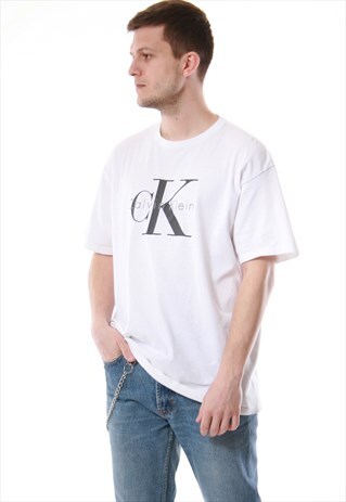 90S VINTAGE CALVIN KLEIN CK BIG LOGO OLDSCHOOL T-SHIRT 13571
