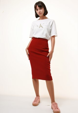 80S VINTAGE KENZO WOOL MIDI PENCIL SKIRT 1050