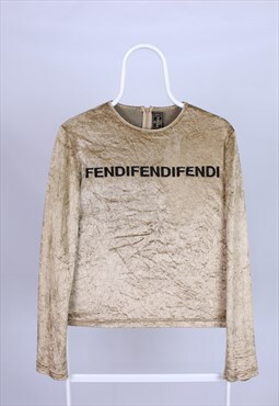 Fendi Blouses velvet centr logo rarity yellow big logo M