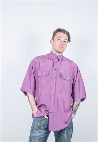 VINTAGE 1980S PURPLE SILK SHIRT